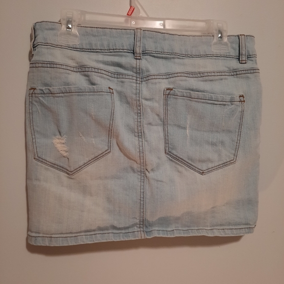 Faded and Ripped Jean Mini Skirt - Picture 2 of 3